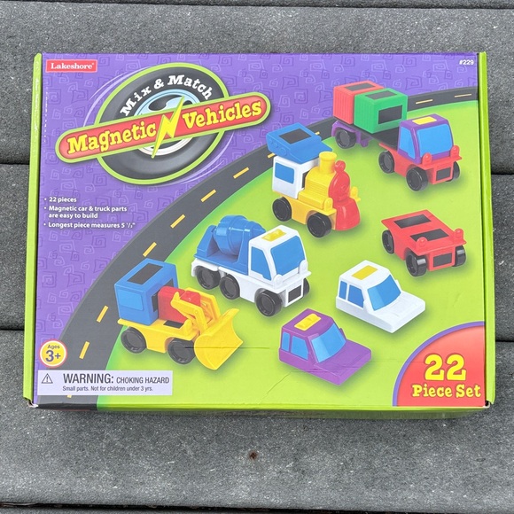 Lakeshore Mix & Match Magnetic Vehicles 22 Piece Set, Car Truck Train, Building - Picture 1 of 16